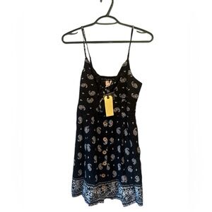 NWT Band of Gypsies BOG Collective  Black and White Patterned Mini Dress